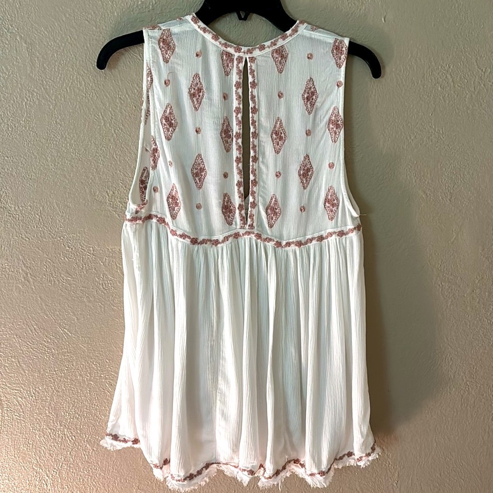 FREE PEOPLE Women’s Embroidered White Lightweight Tank, White, Small - Picture 5 of 6